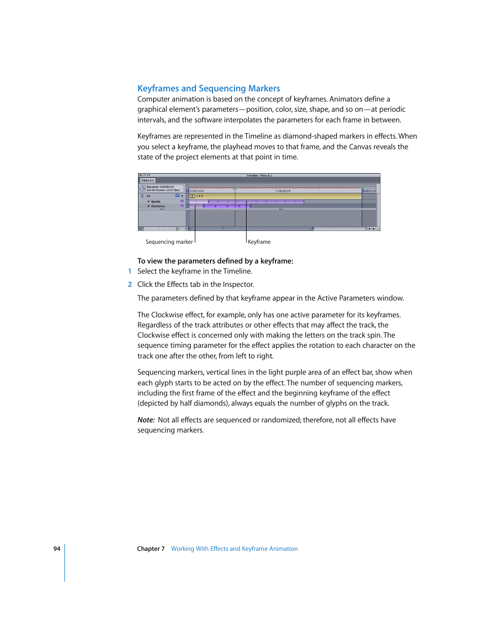 Keyframes and sequencing markers | Apple LiveType 2 User Manual | Page 94 / 157