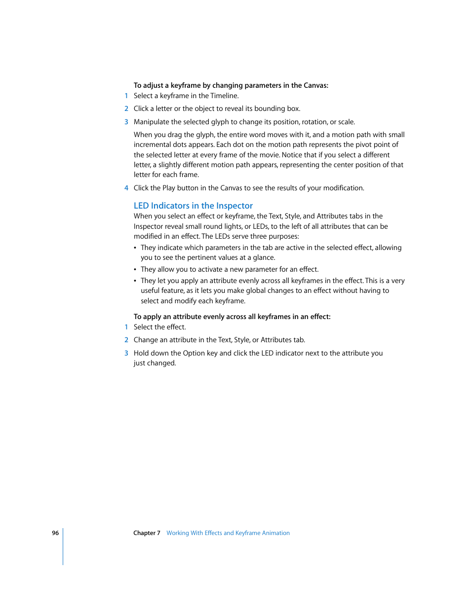 Led indicators in the inspector | Apple LiveType 2 User Manual | Page 96 / 157
