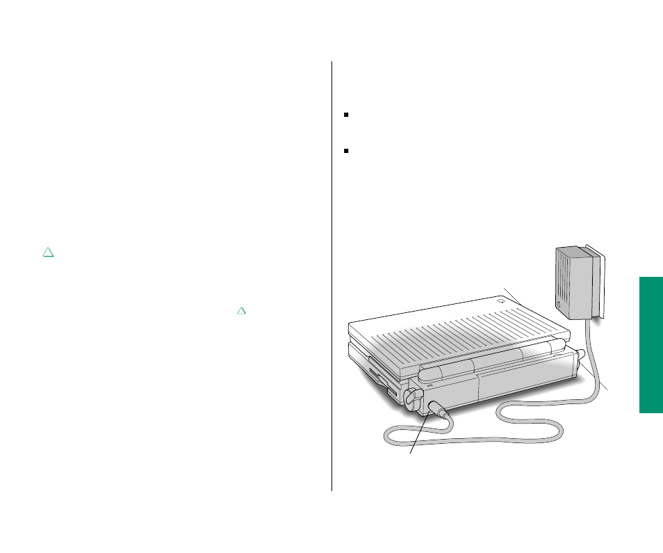 Recharging the battery 103, Recharging with the power adapter 103, Recharging the battery | Recharging with the power adapter | Apple Macintosh PowerBook 145 User Manual | Page 119 / 304