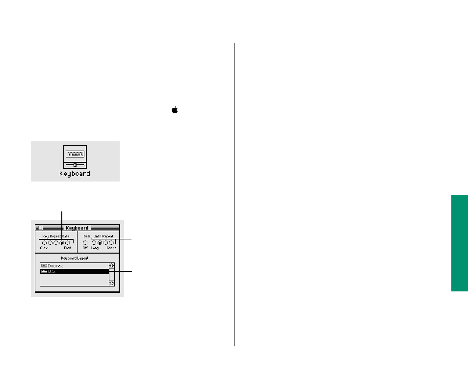 Adjusting the way the keyboard works 149, Adjusting the way the keyboard works | Apple Macintosh PowerBook 145 User Manual | Page 165 / 304