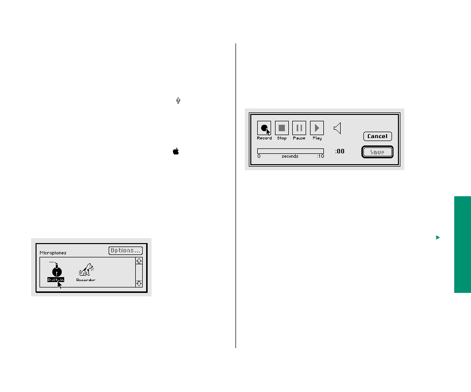 Recording sounds 161, Recording sounds | Apple Macintosh PowerBook 145 User Manual | Page 177 / 304