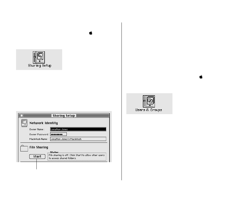 Turning file sharing on 194, Turning on guest access 194, Turning file sharing on | Turning on guest access | Apple Macintosh PowerBook 145 User Manual | Page 210 / 304