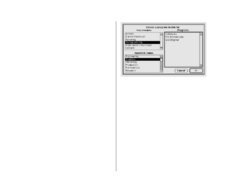 Linking programs 212, Linking to a program on another computer 212, Linking programs | Linking to a program on another computer | Apple Macintosh PowerBook 145 User Manual | Page 228 / 304