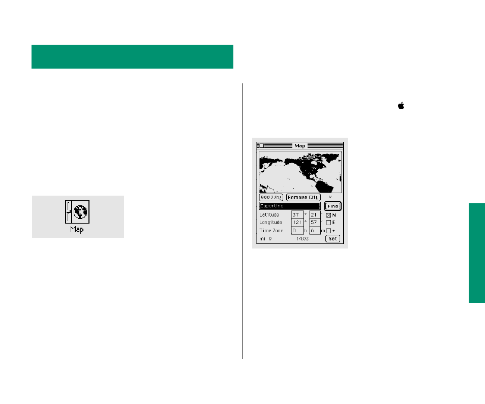 Map 263, Setting your location 263, Appendix c | Setting your location | Apple Macintosh PowerBook 145 User Manual | Page 279 / 304