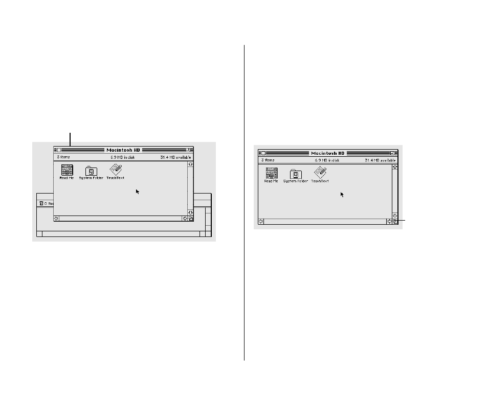 Make a window larger or smaller 40, Make a window larger or smaller | Apple Macintosh PowerBook 145 User Manual | Page 56 / 304