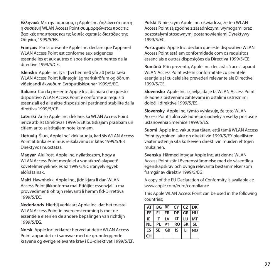 Apple AirPort Express 802.11n (2nd Generation) User Manual | Page 27 / 32