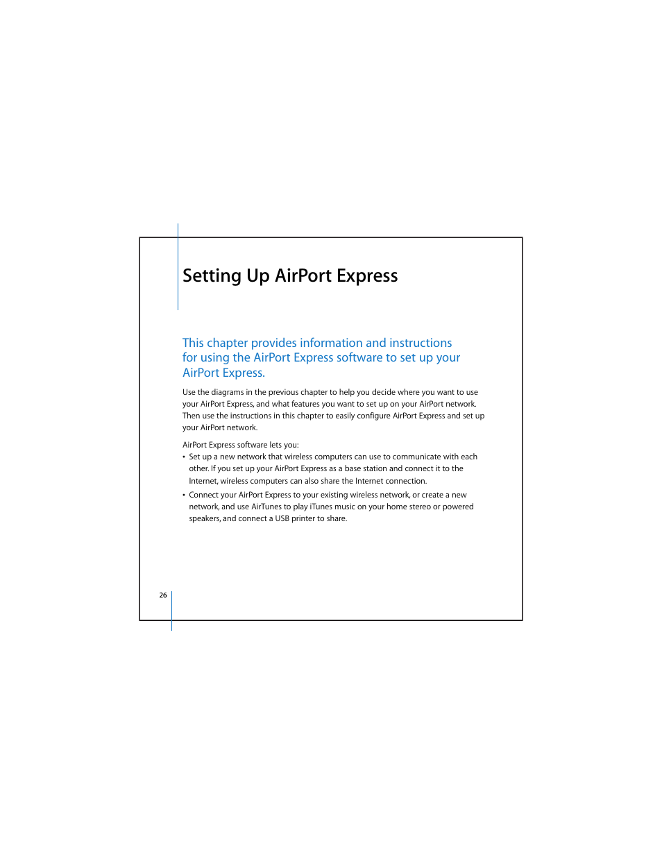Setting up airport express | Apple AirPort Express v4.2 User Manual | Page 26 / 48