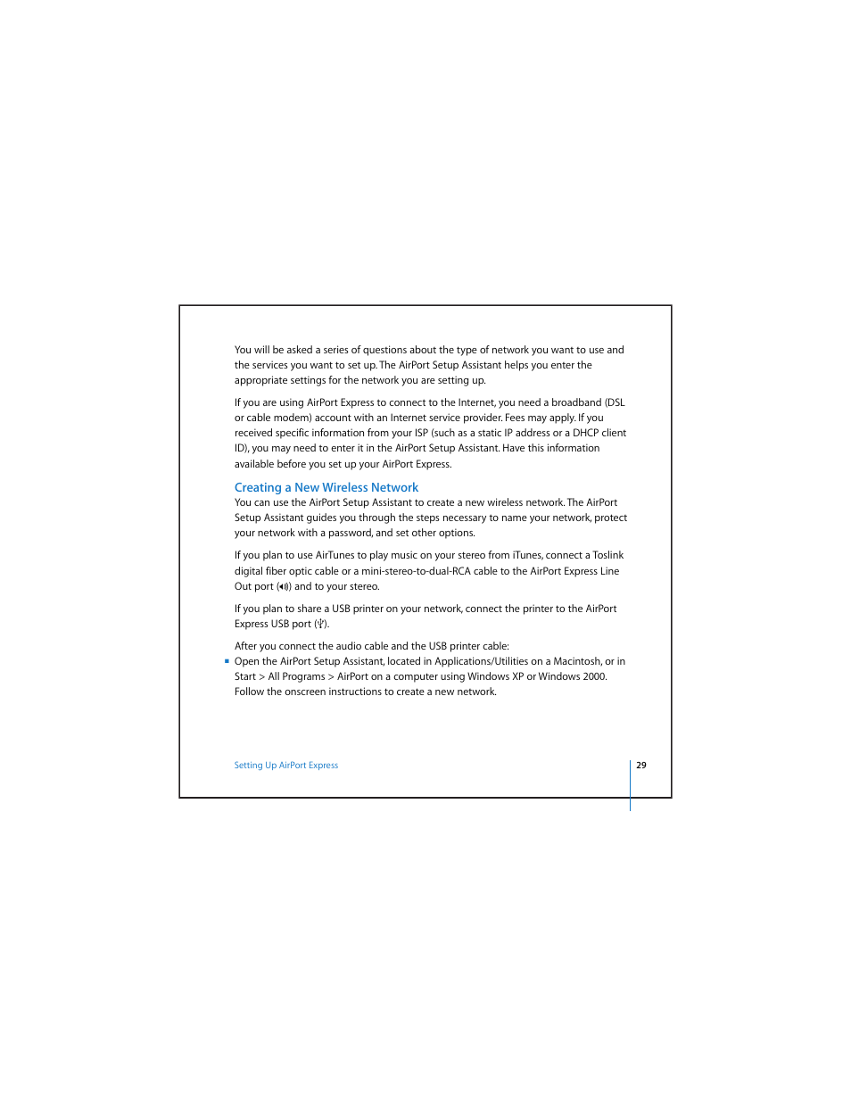 Creating a new wireless network | Apple AirPort Express v4.2 User Manual | Page 29 / 48