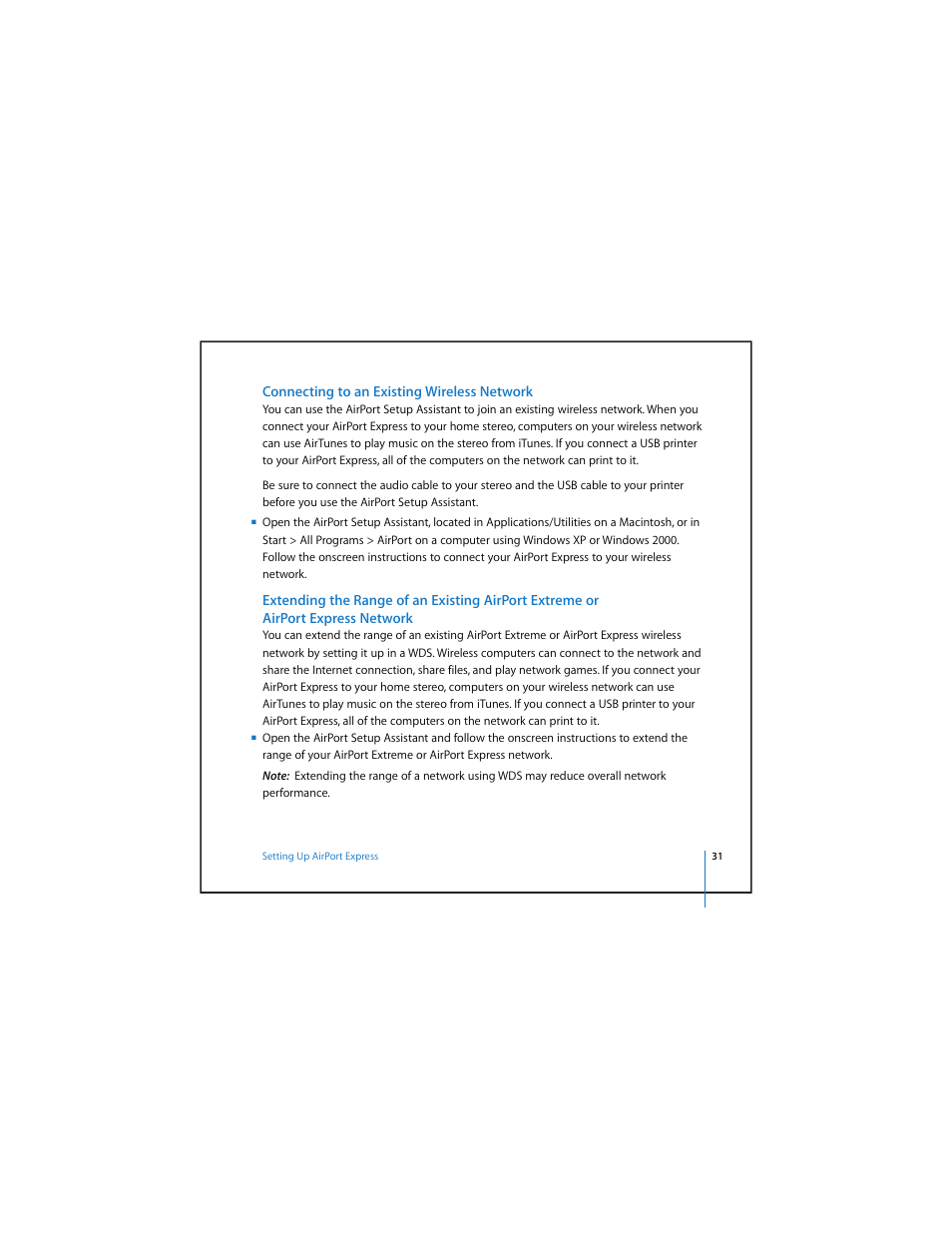 Connecting to an existing wireless network | Apple AirPort Express v4.2 User Manual | Page 31 / 48