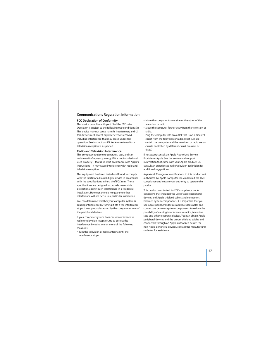 Communications regulation information | Apple AirPort Express v4.2 User Manual | Page 47 / 48