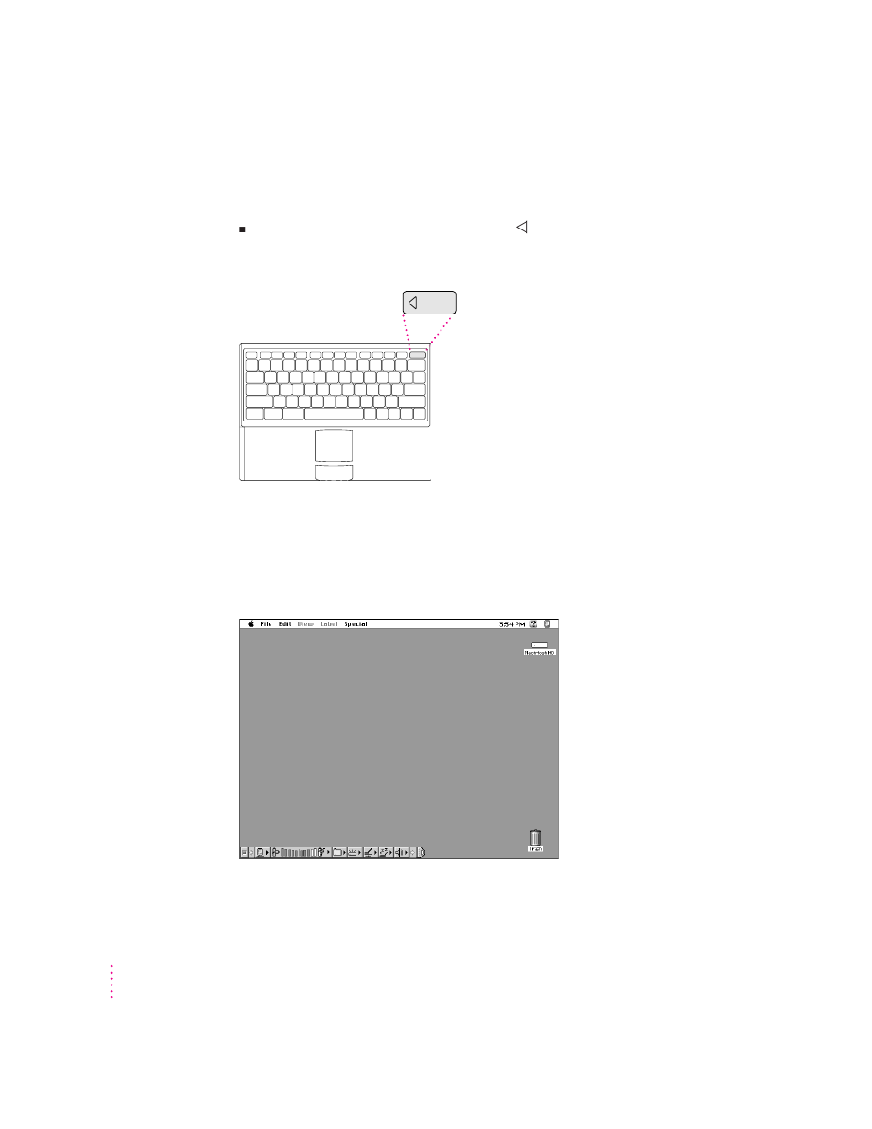 Turning on the computer | Apple PowerBook (500 Series) User Manual | Page 12 / 78