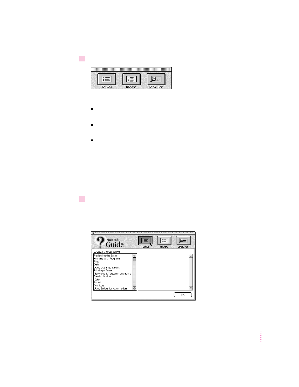 Getting answers with the topics button | Apple PowerBook (500 Series) User Manual | Page 24 / 78