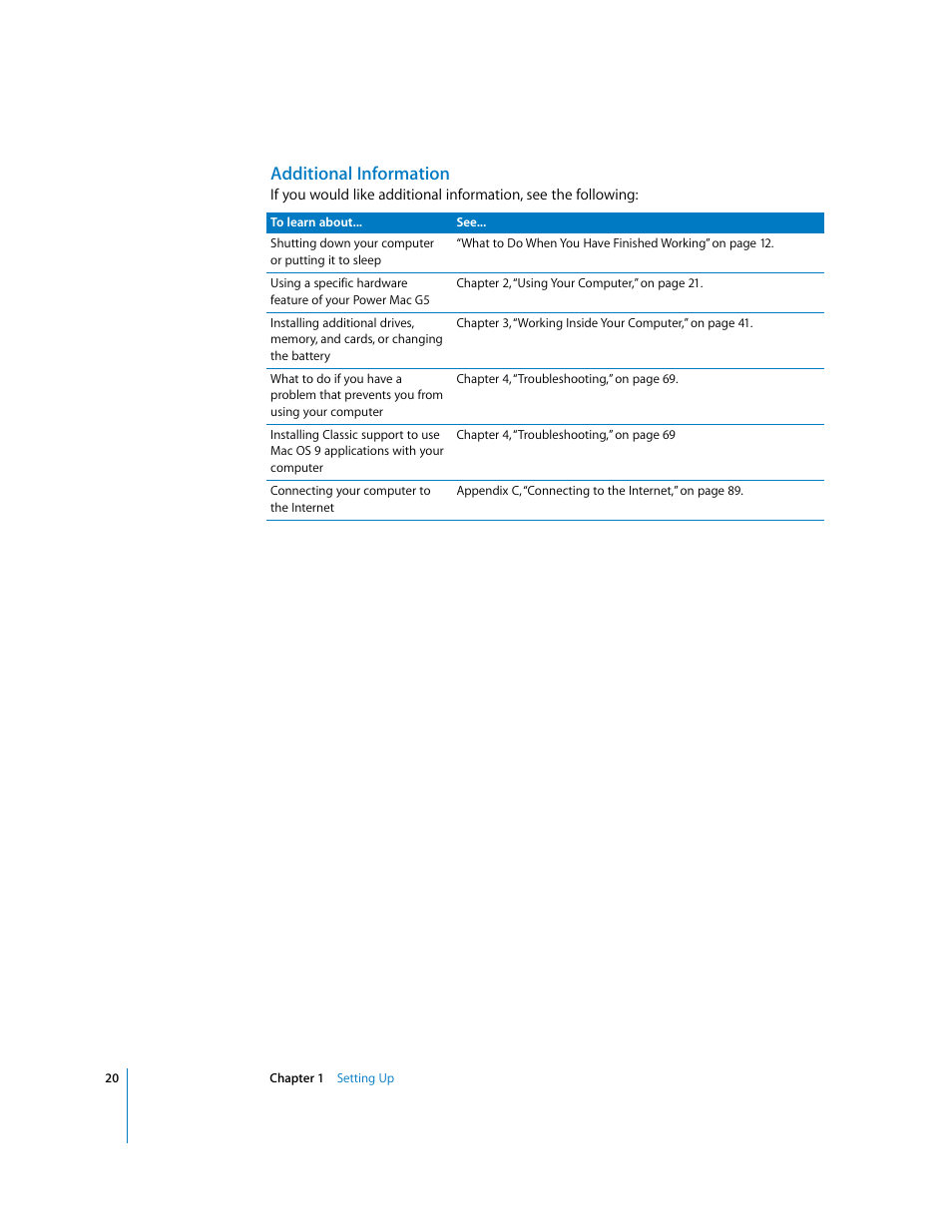 Additional information | Apple Power Mac G5 User Manual | Page 20 / 112