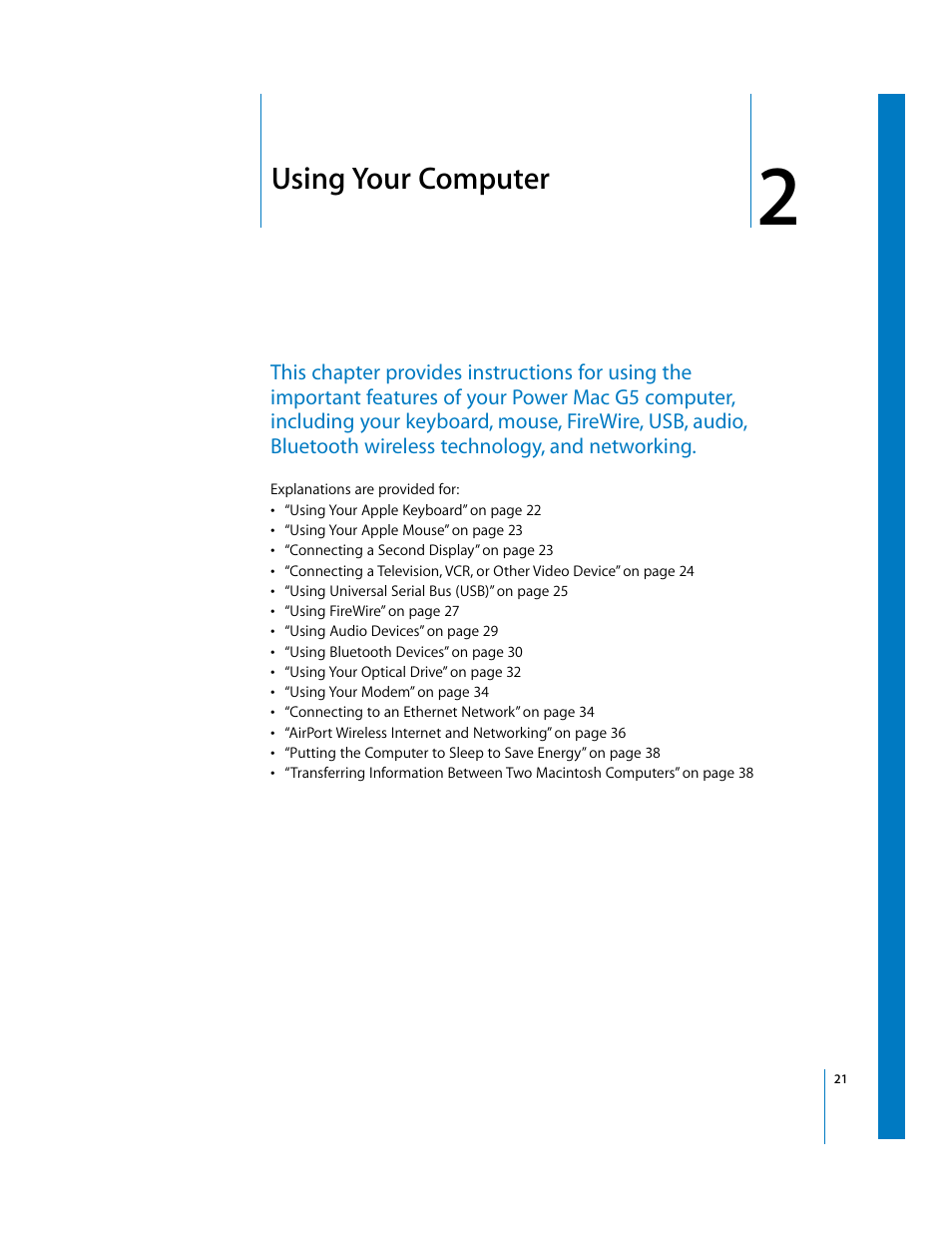 Using your computer, Chapter | Apple Power Mac G5 User Manual | Page 21 / 112