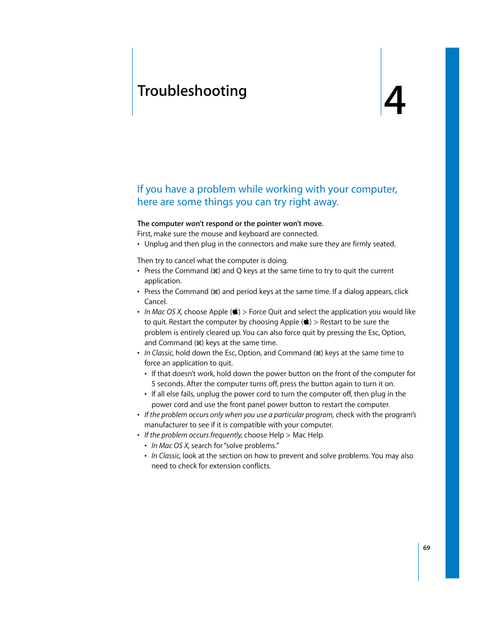 Troubleshooting, Chapter | Apple Power Mac G5 User Manual | Page 69 / 112