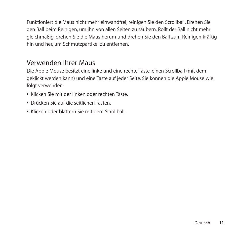 Verwenden ihrer maus | Apple Mouse User Manual | Page 11 / 56