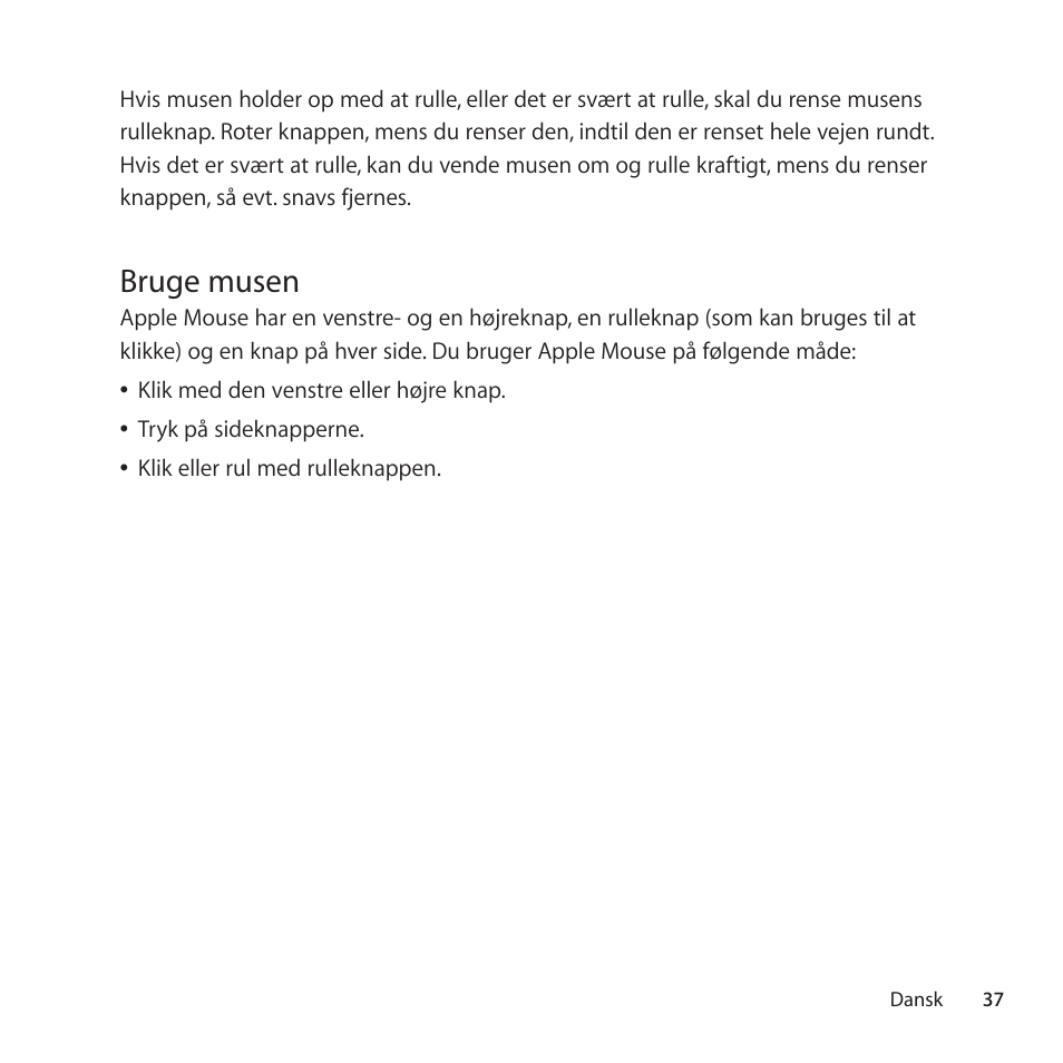 Bruge musen | Apple Mouse User Manual | Page 37 / 56