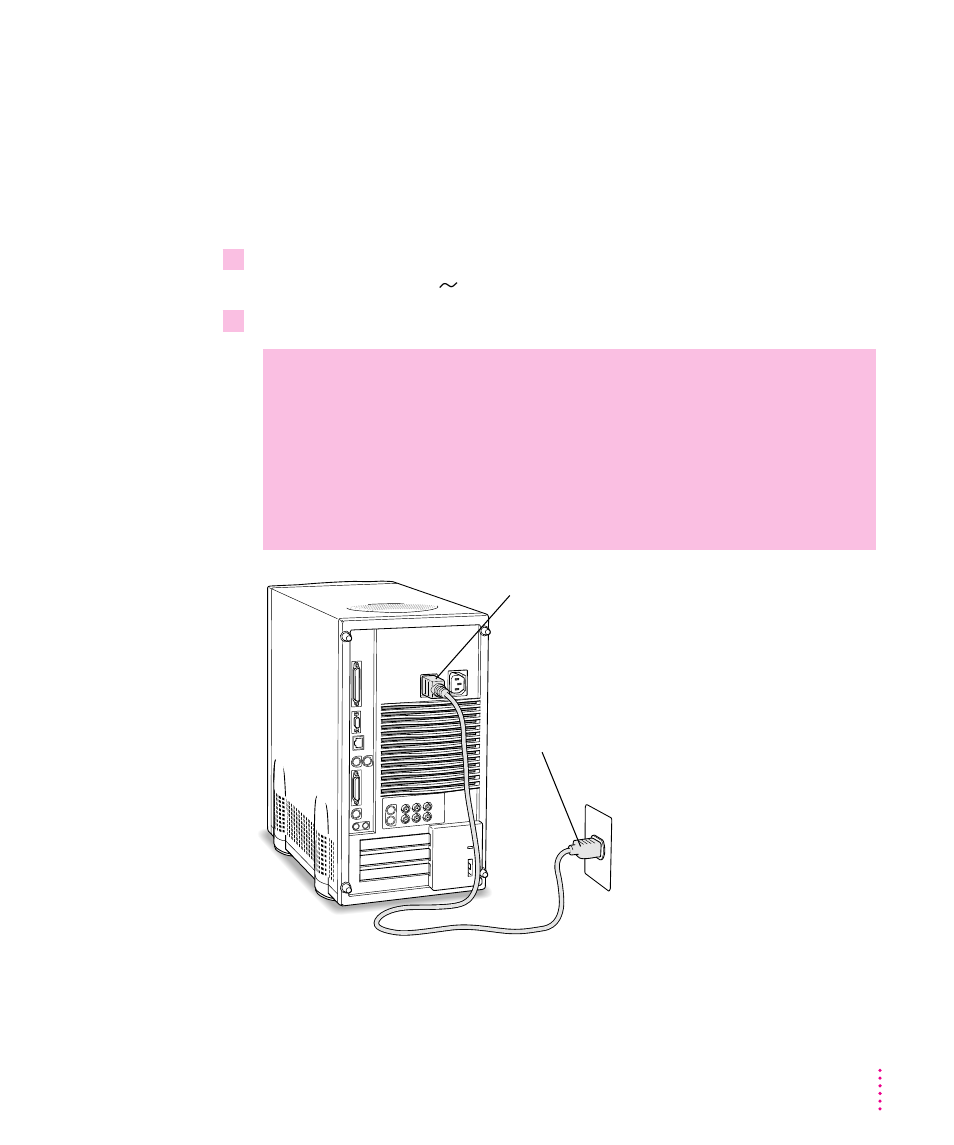 Plugging in the computer 3, Plugging in the computer | Apple Power Macintosh 8500/120 Series User Manual | Page 15 / 184