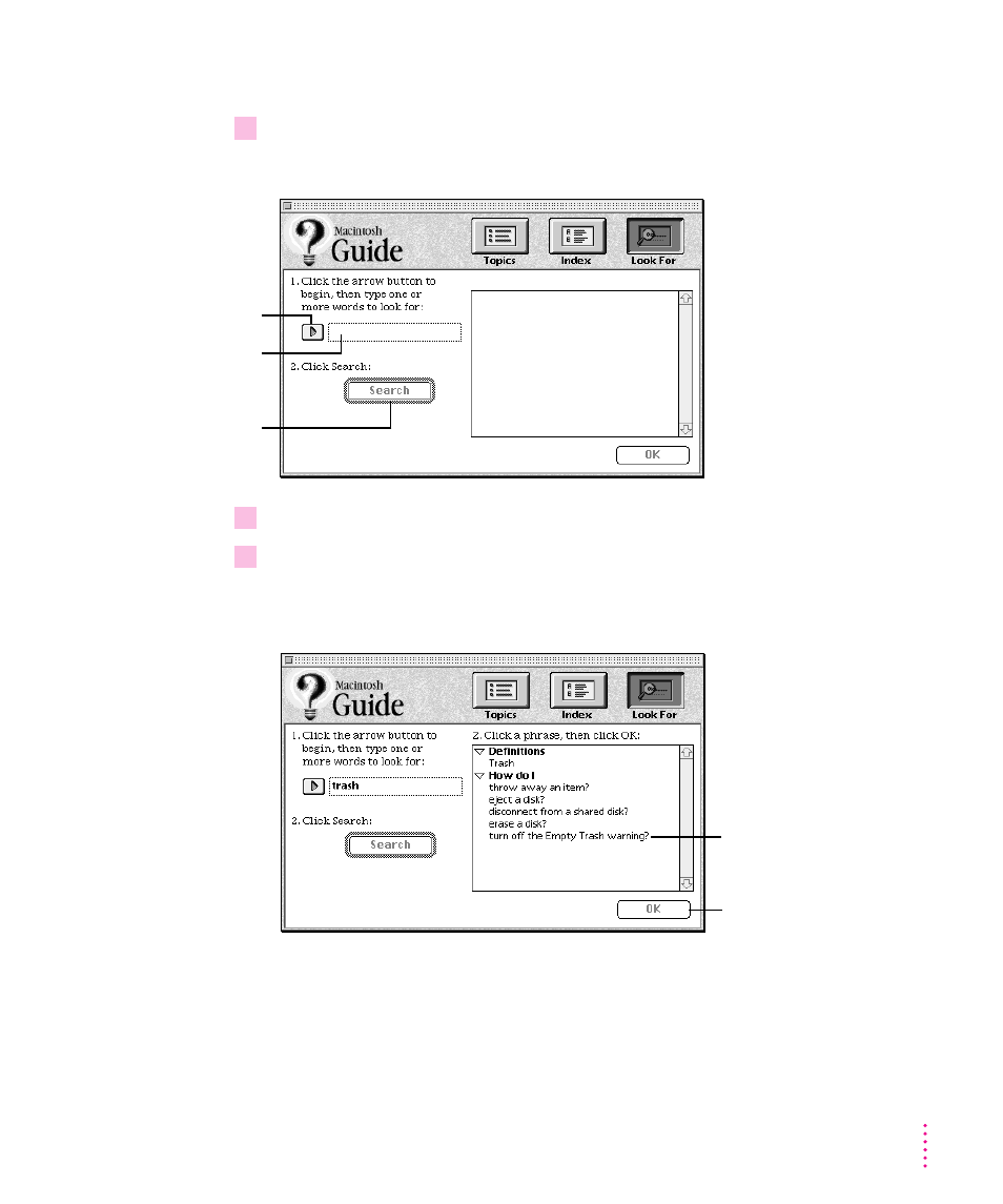 Getting answers with the look for button | Apple Power Macintosh 8500/120 Series User Manual | Page 45 / 184