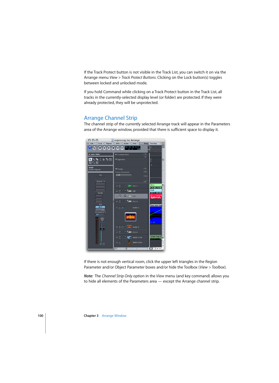 Arrange channel strip | Apple Logic Express 7 User Manual | Page 100 / 522