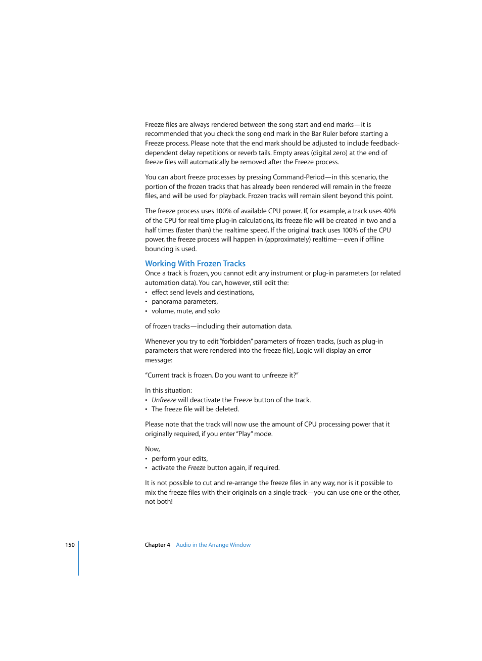 Working with frozen tracks | Apple Logic Express 7 User Manual | Page 150 / 522