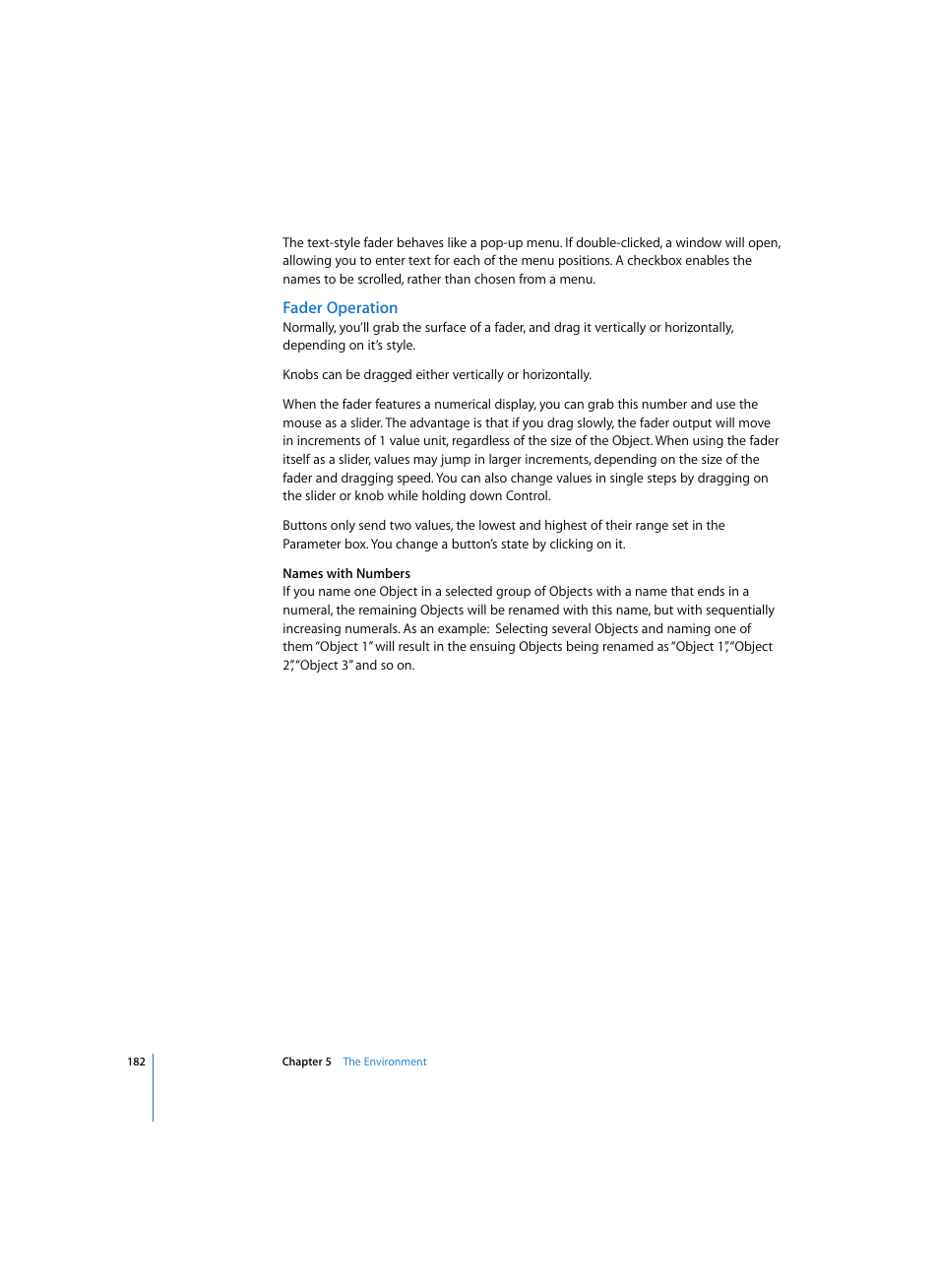 Fader operation | Apple Logic Express 7 User Manual | Page 182 / 522