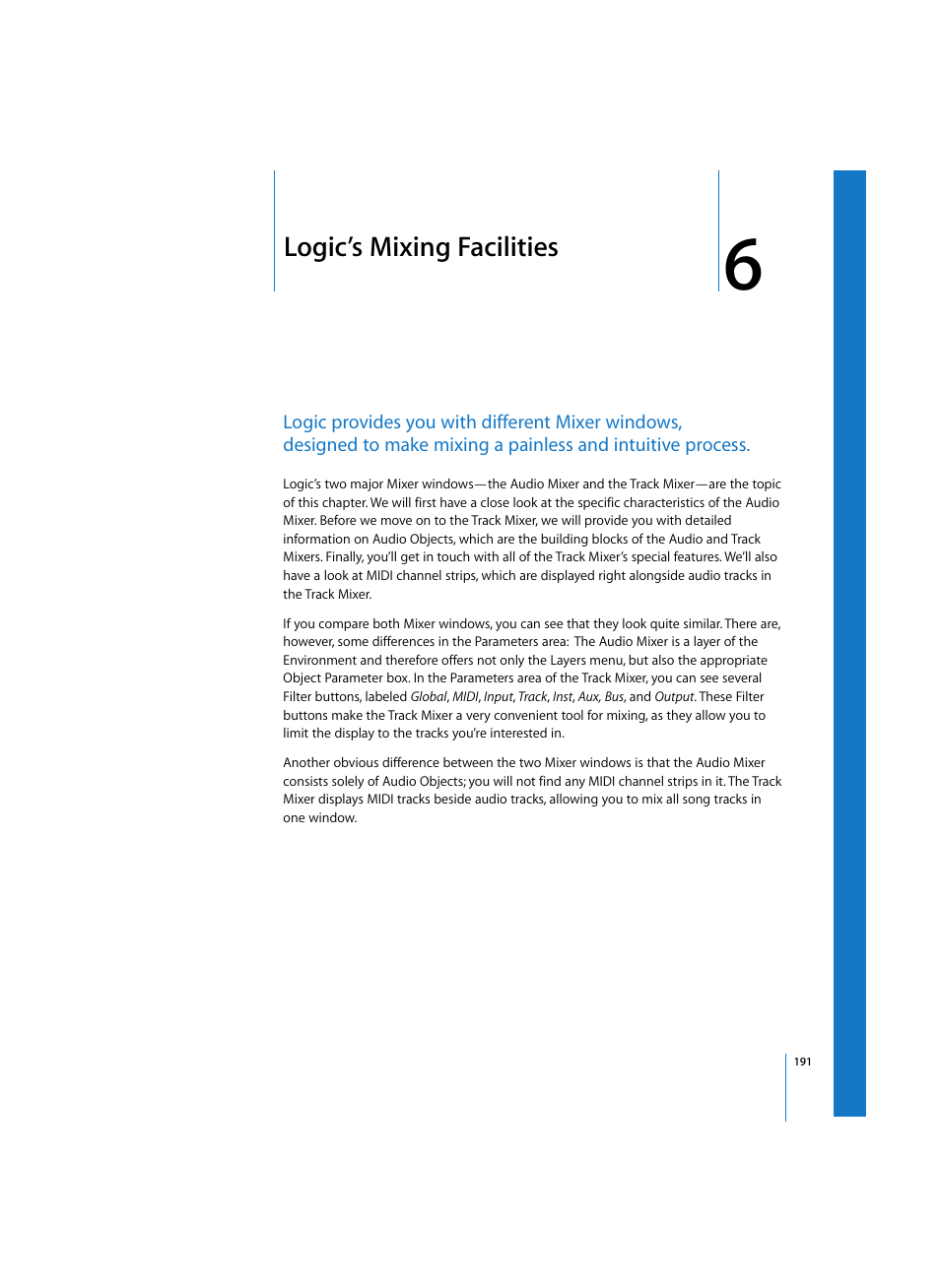 Logic’s mixing facilities | Apple Logic Express 7 User Manual | Page 191 / 522