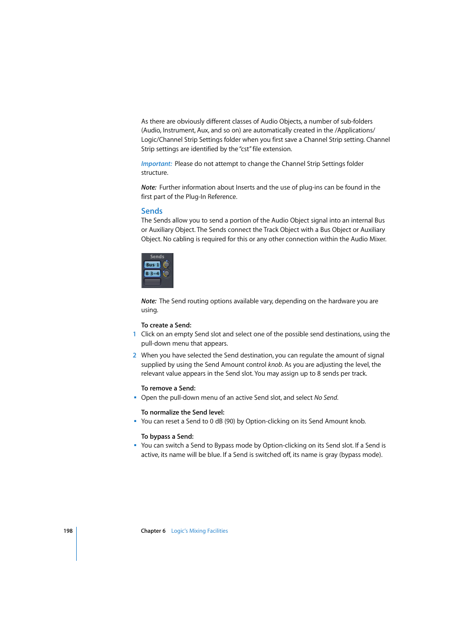 Sends | Apple Logic Express 7 User Manual | Page 198 / 522
