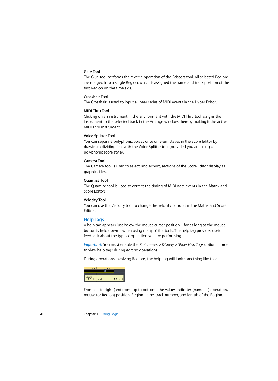 Help tags | Apple Logic Express 7 User Manual | Page 20 / 522