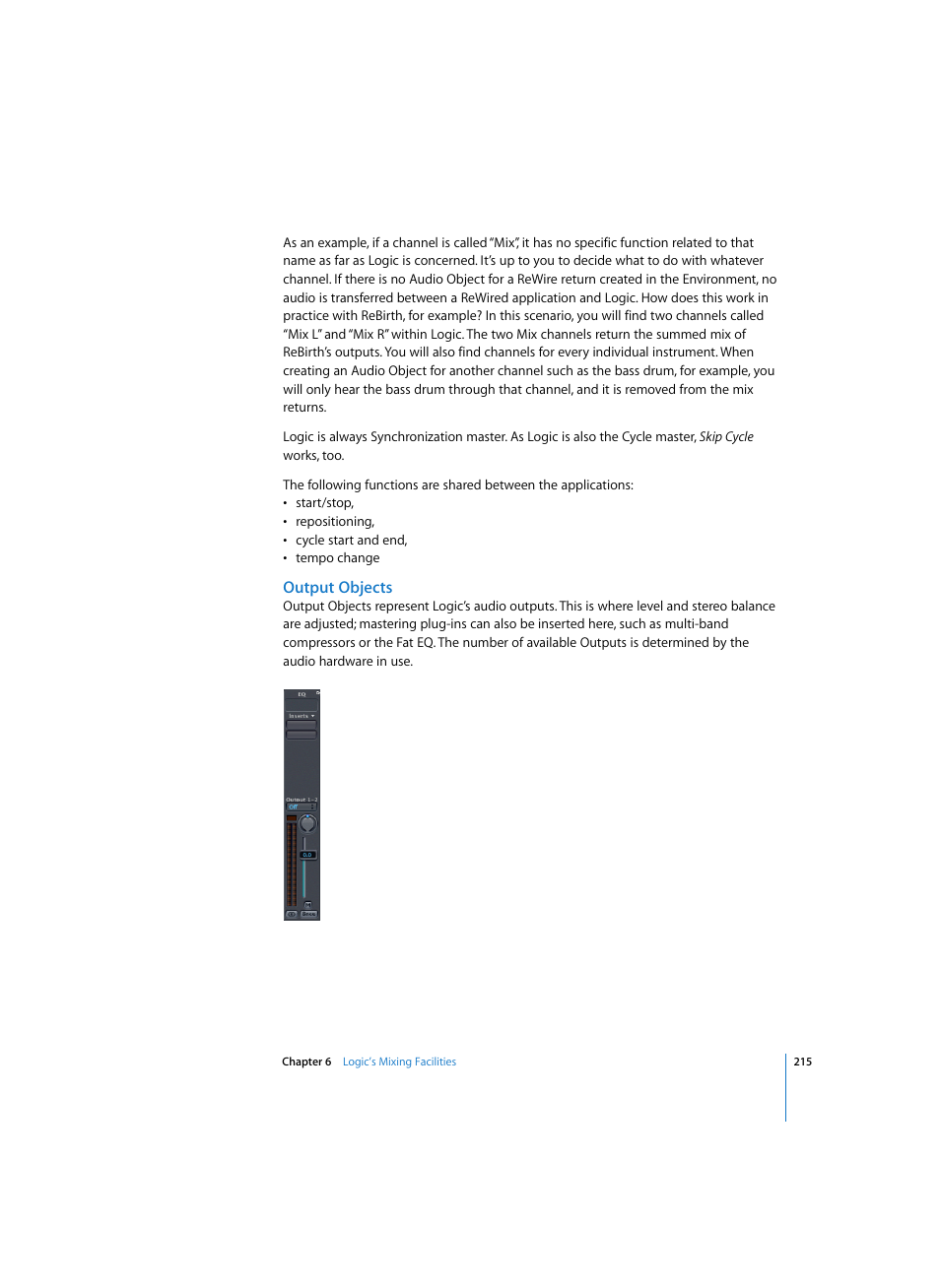 Output objects | Apple Logic Express 7 User Manual | Page 215 / 522