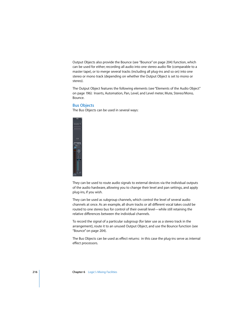 Bus objects | Apple Logic Express 7 User Manual | Page 216 / 522