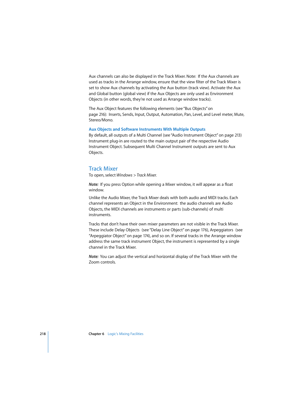 Track mixer | Apple Logic Express 7 User Manual | Page 218 / 522