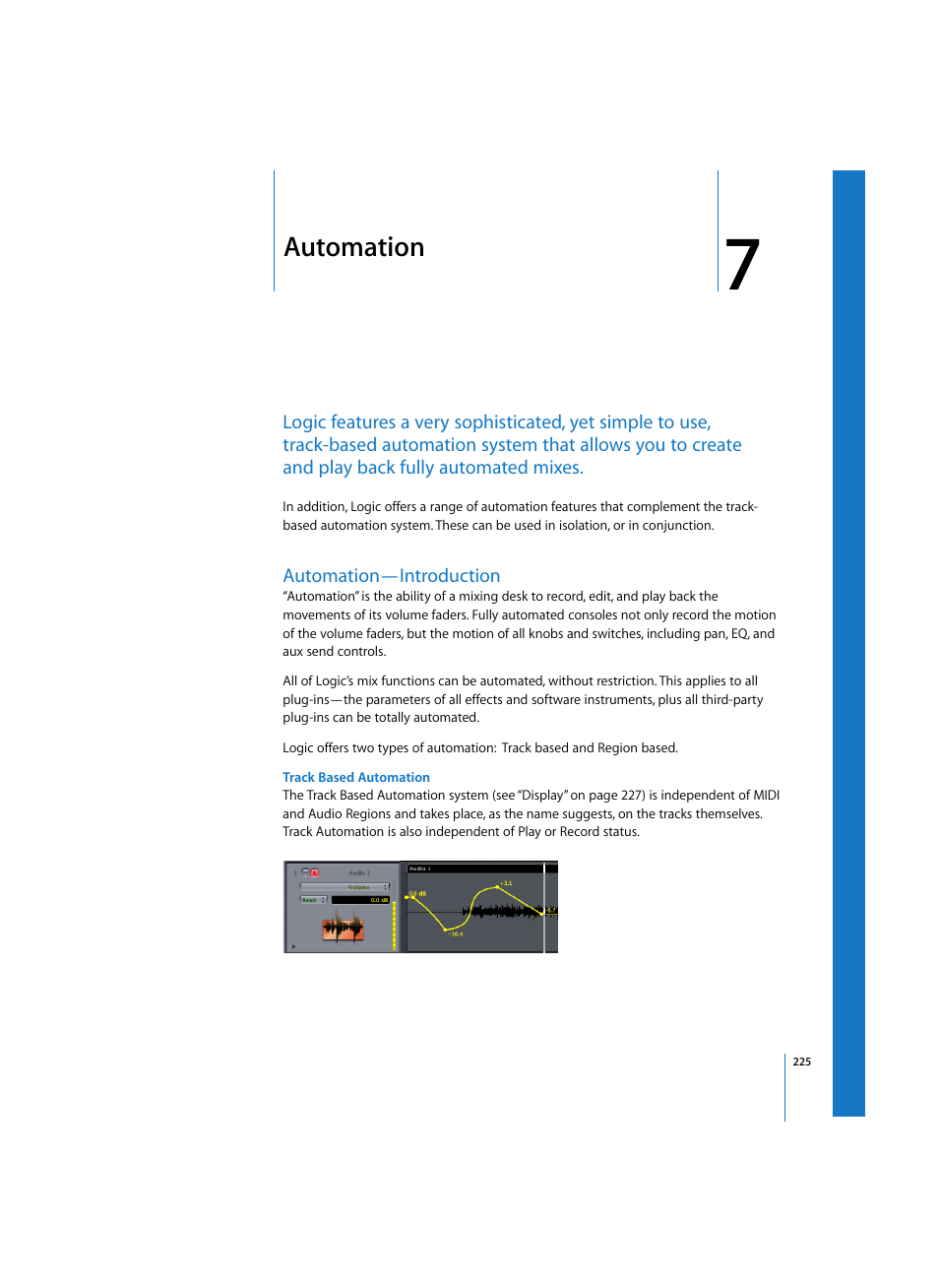 Automation, Automation—introduction, Track based automation | Apple Logic Express 7 User Manual | Page 225 / 522