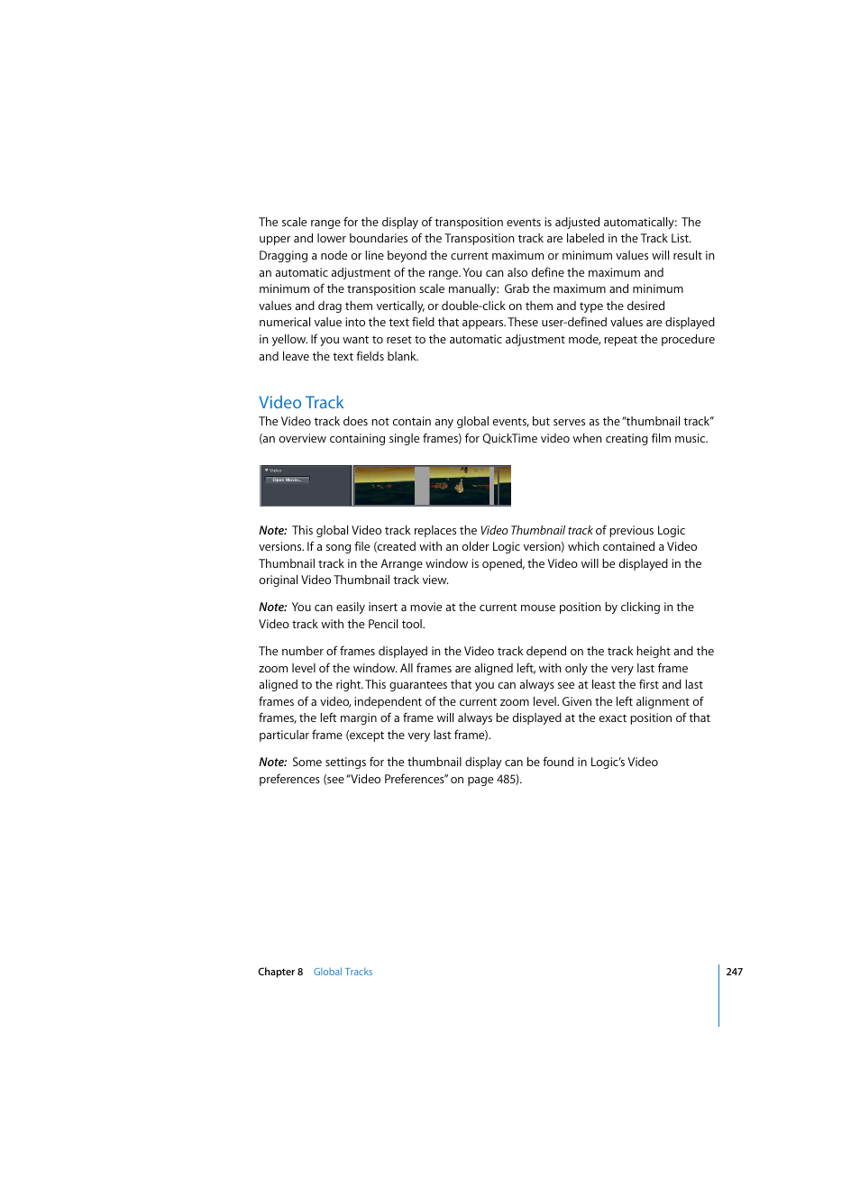 Video track | Apple Logic Express 7 User Manual | Page 247 / 522