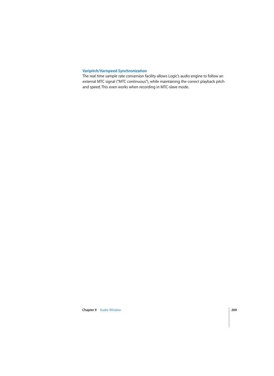 Varipitch/varispeed synchronization | Apple Logic Express 7 User Manual | Page 269 / 522