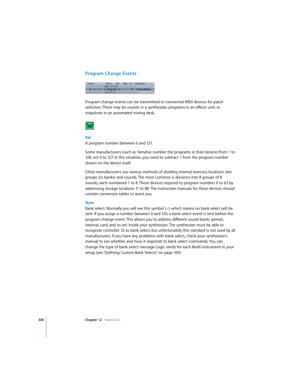Program change events | Apple Logic Express 7 User Manual | Page 306 / 522