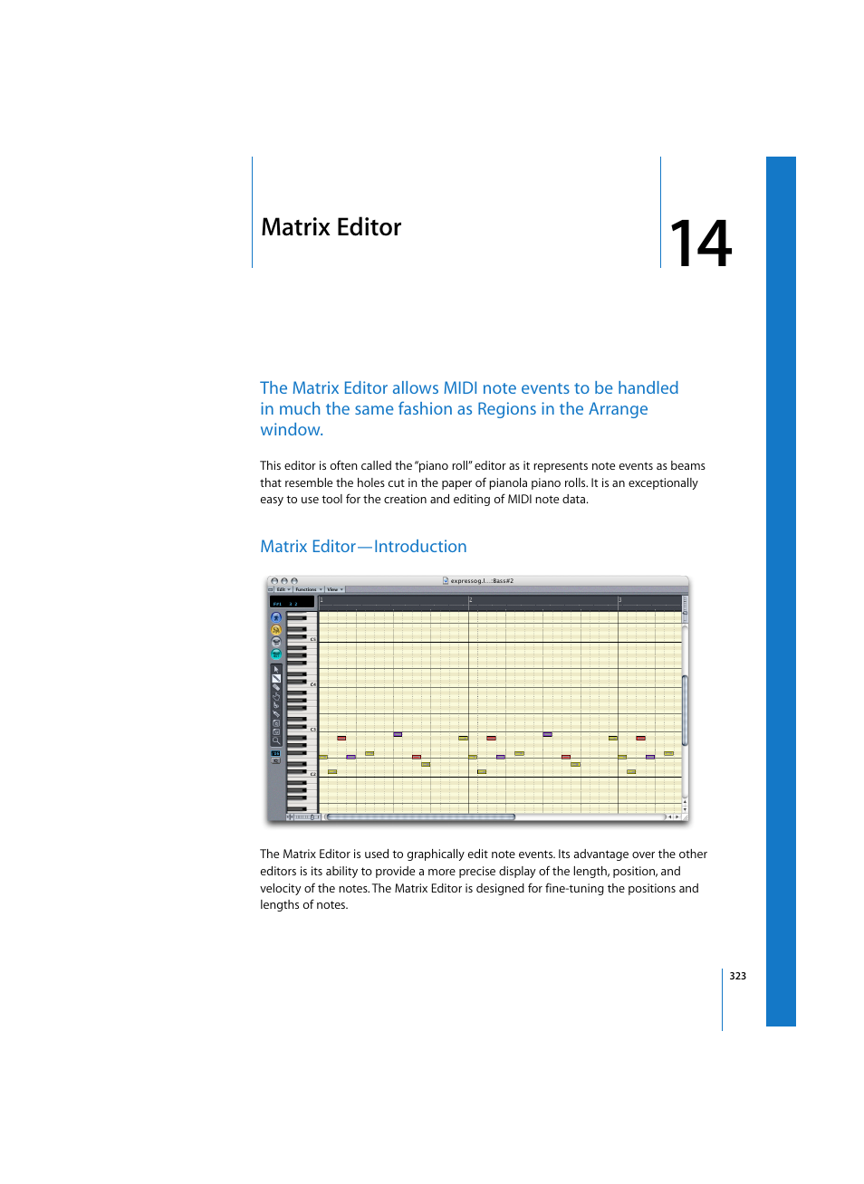 Matrix editor, Matrix editor—introduction | Apple Logic Express 7 User Manual | Page 323 / 522