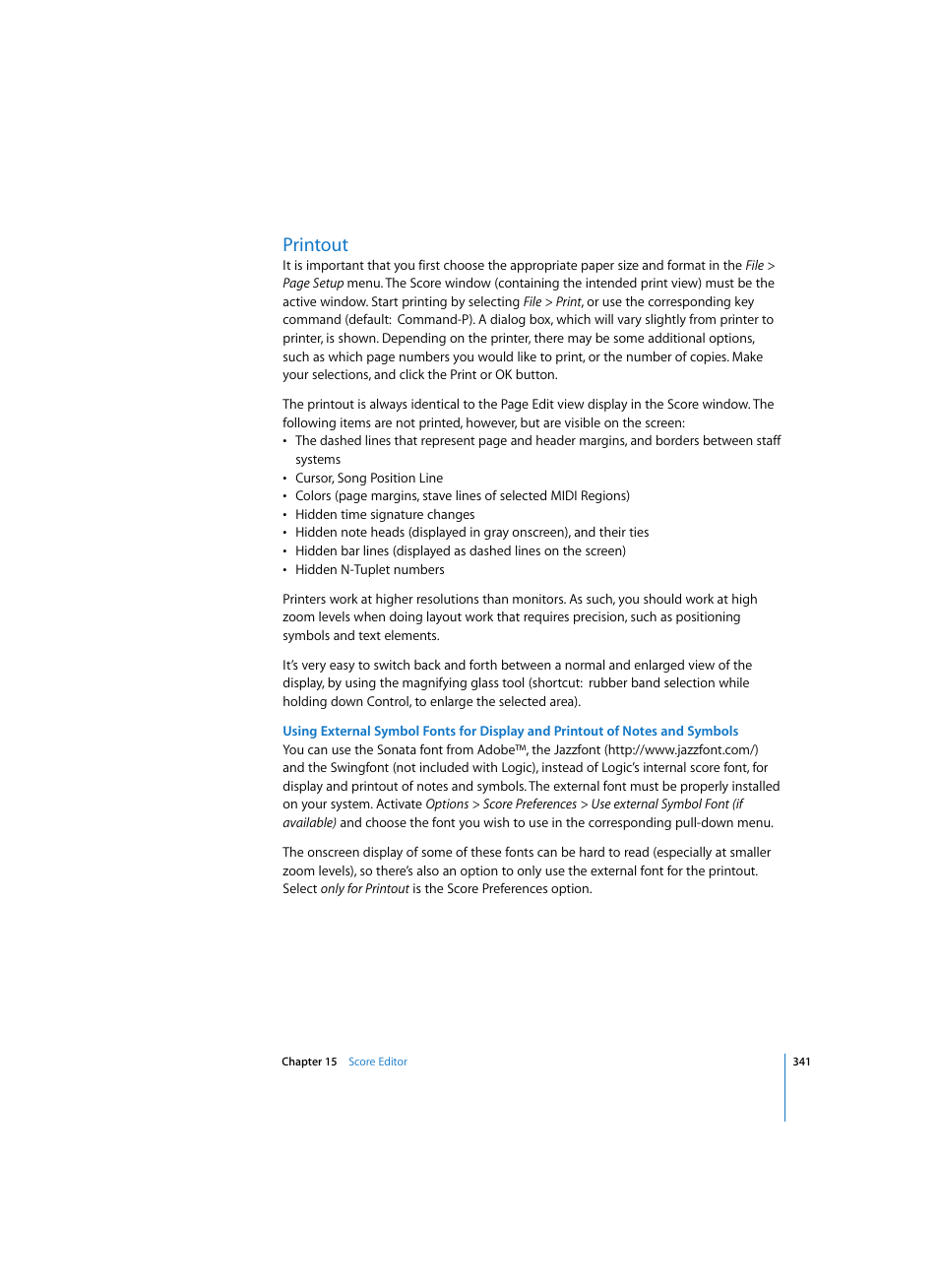 Printout | Apple Logic Express 7 User Manual | Page 341 / 522