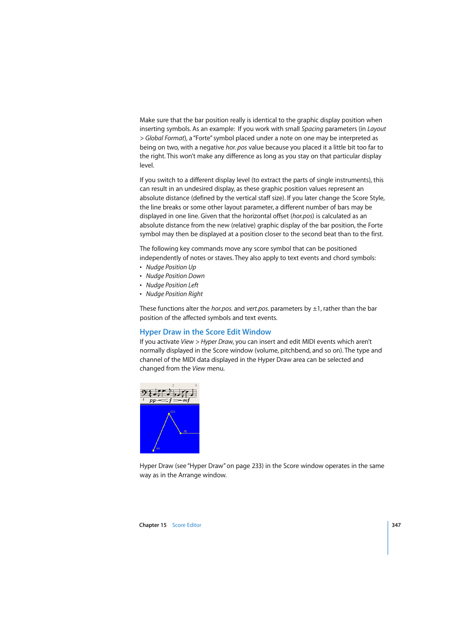 Hyper draw in the score edit window | Apple Logic Express 7 User Manual | Page 347 / 522