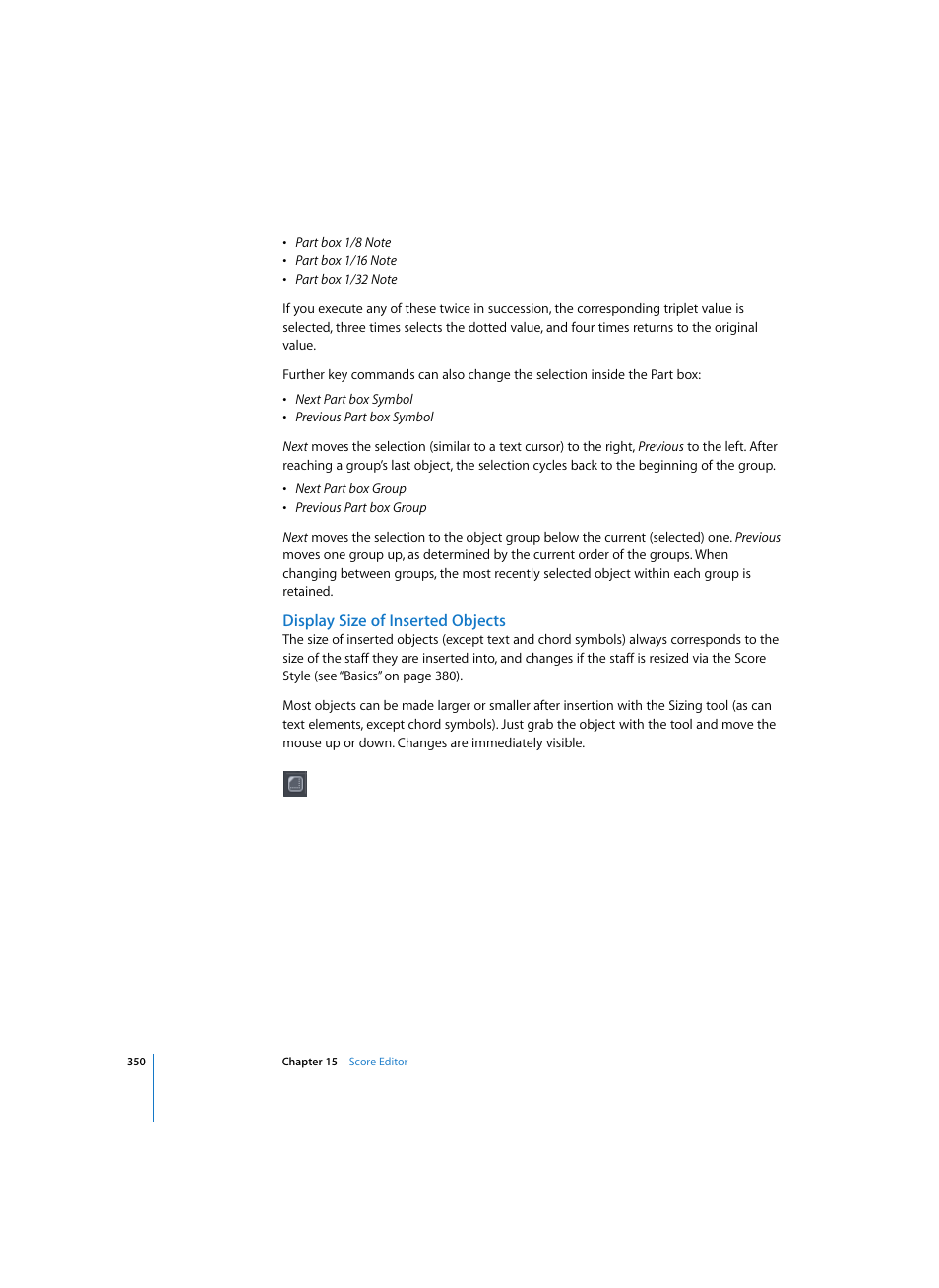 Display size of inserted objects | Apple Logic Express 7 User Manual | Page 350 / 522