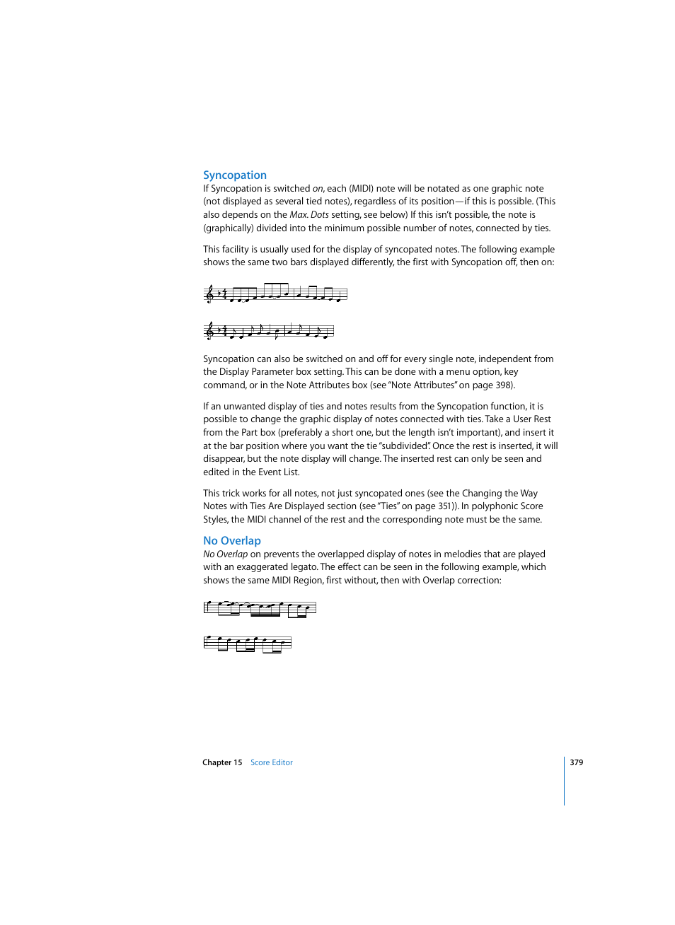 Syncopation, No overlap | Apple Logic Express 7 User Manual | Page 379 / 522