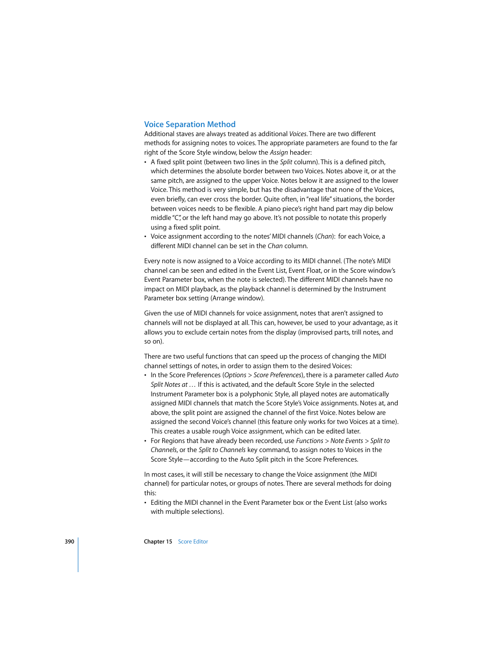 Voice separation method | Apple Logic Express 7 User Manual | Page 390 / 522