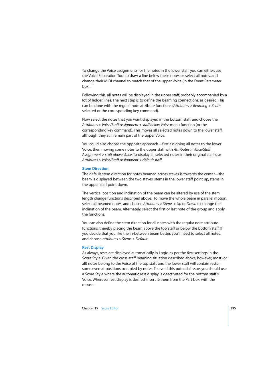 Stem direction, Rest display | Apple Logic Express 7 User Manual | Page 395 / 522