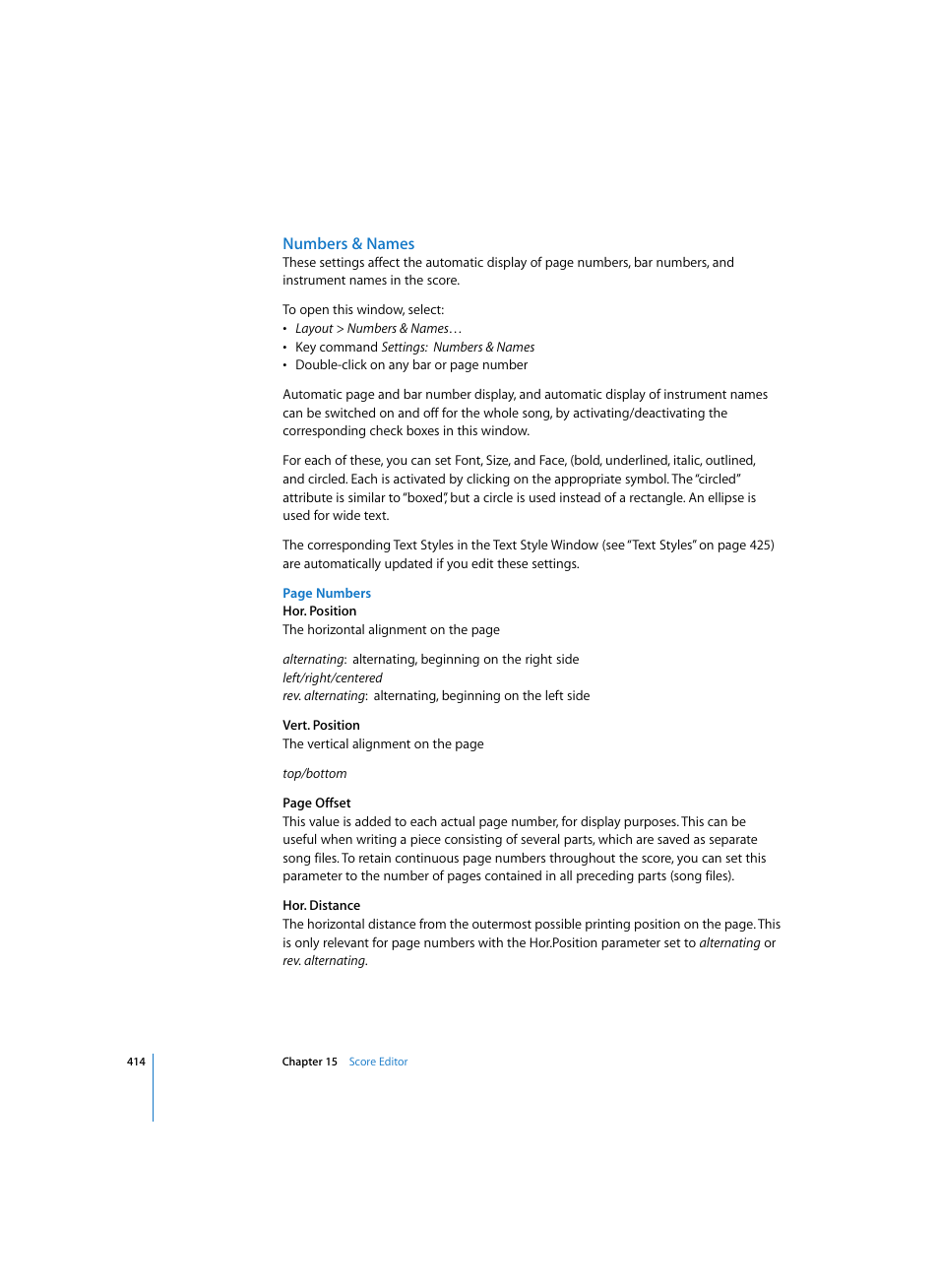 Numbers & names | Apple Logic Express 7 User Manual | Page 414 / 522
