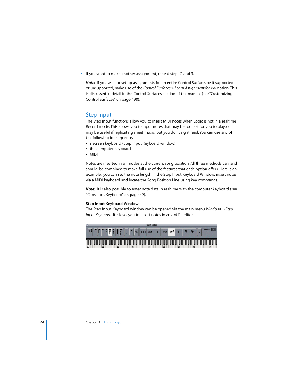 Step input | Apple Logic Express 7 User Manual | Page 44 / 522