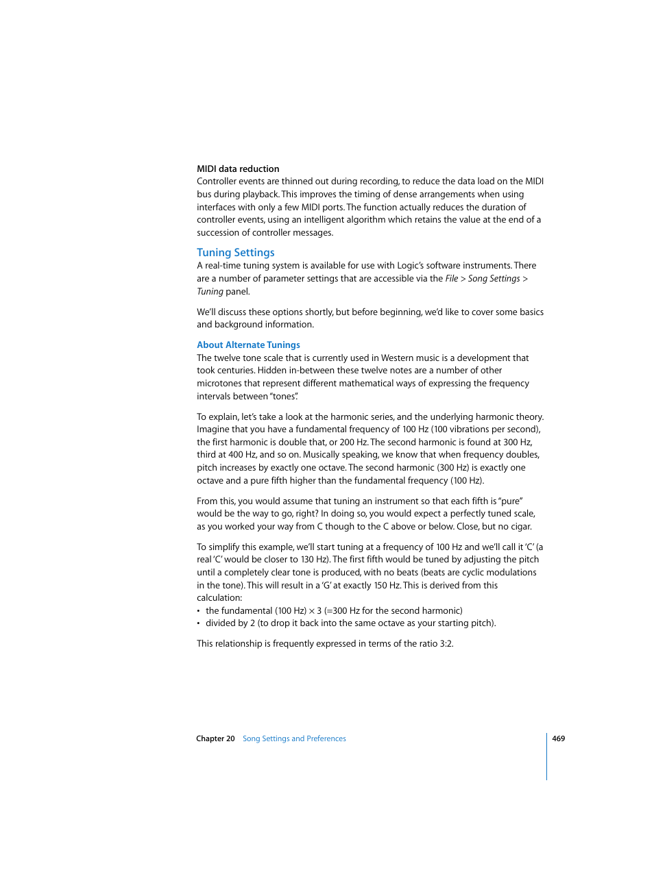 Tuning settings, About alternate tunings | Apple Logic Express 7 User Manual | Page 469 / 522