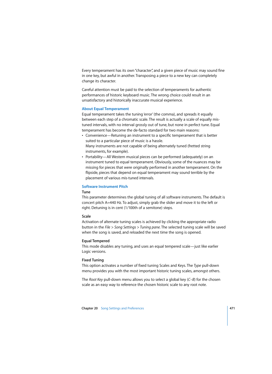 About equal temperament, Software instrument pitch | Apple Logic Express 7 User Manual | Page 471 / 522