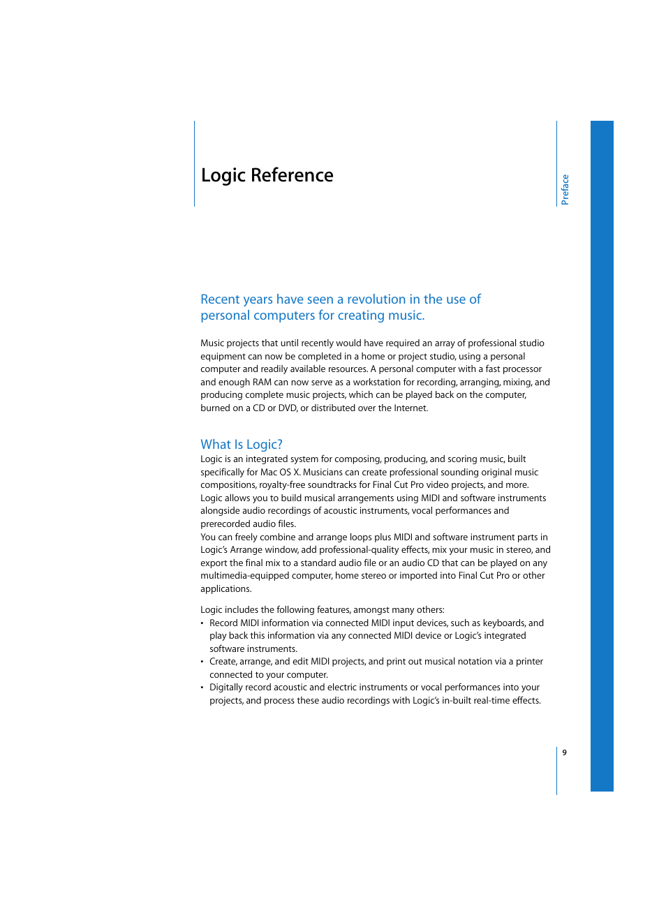 Logic reference, What is logic | Apple Logic Express 7 User Manual | Page 9 / 522