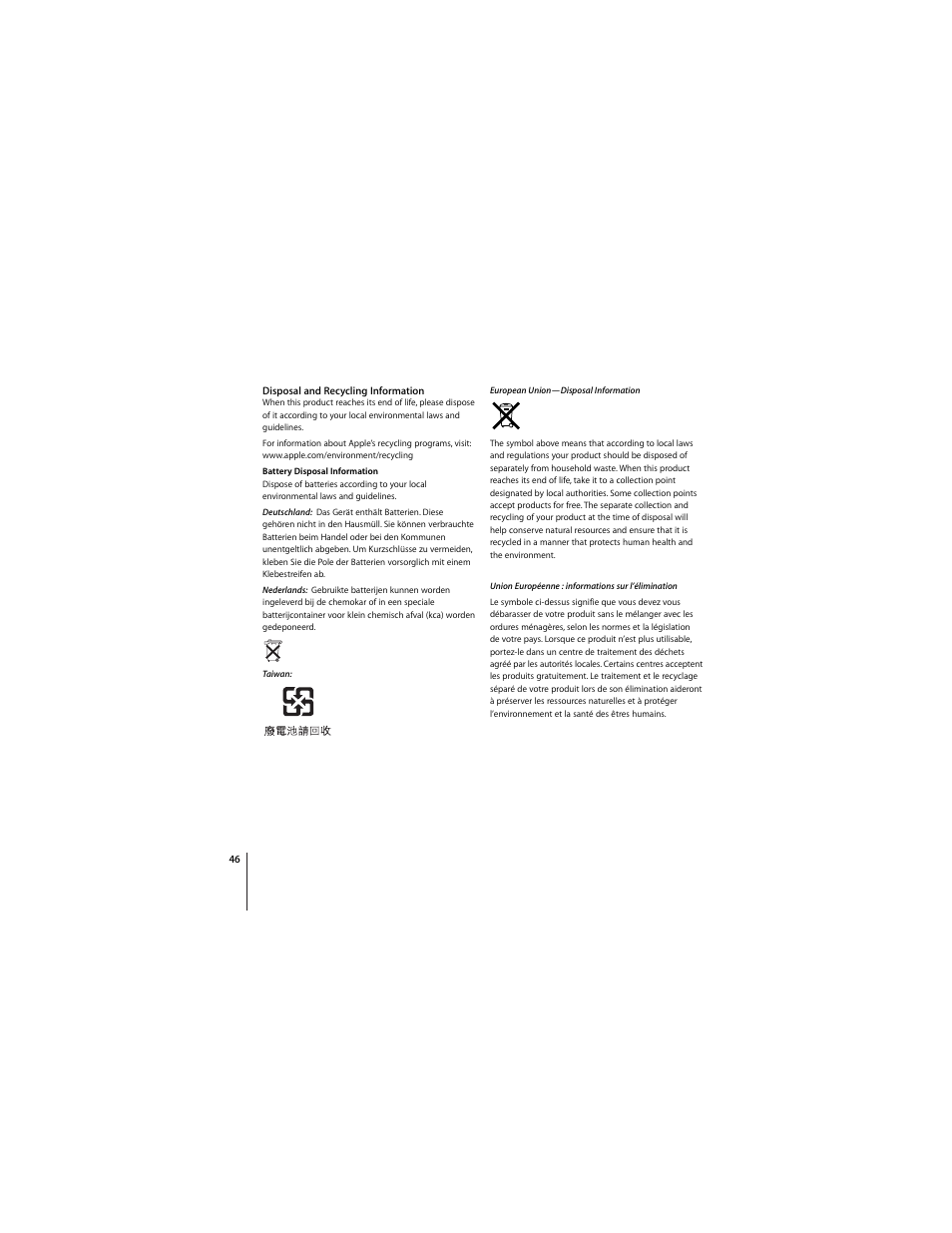 Apple Keyboard (aluminum; wired) User Manual | Page 46 / 50