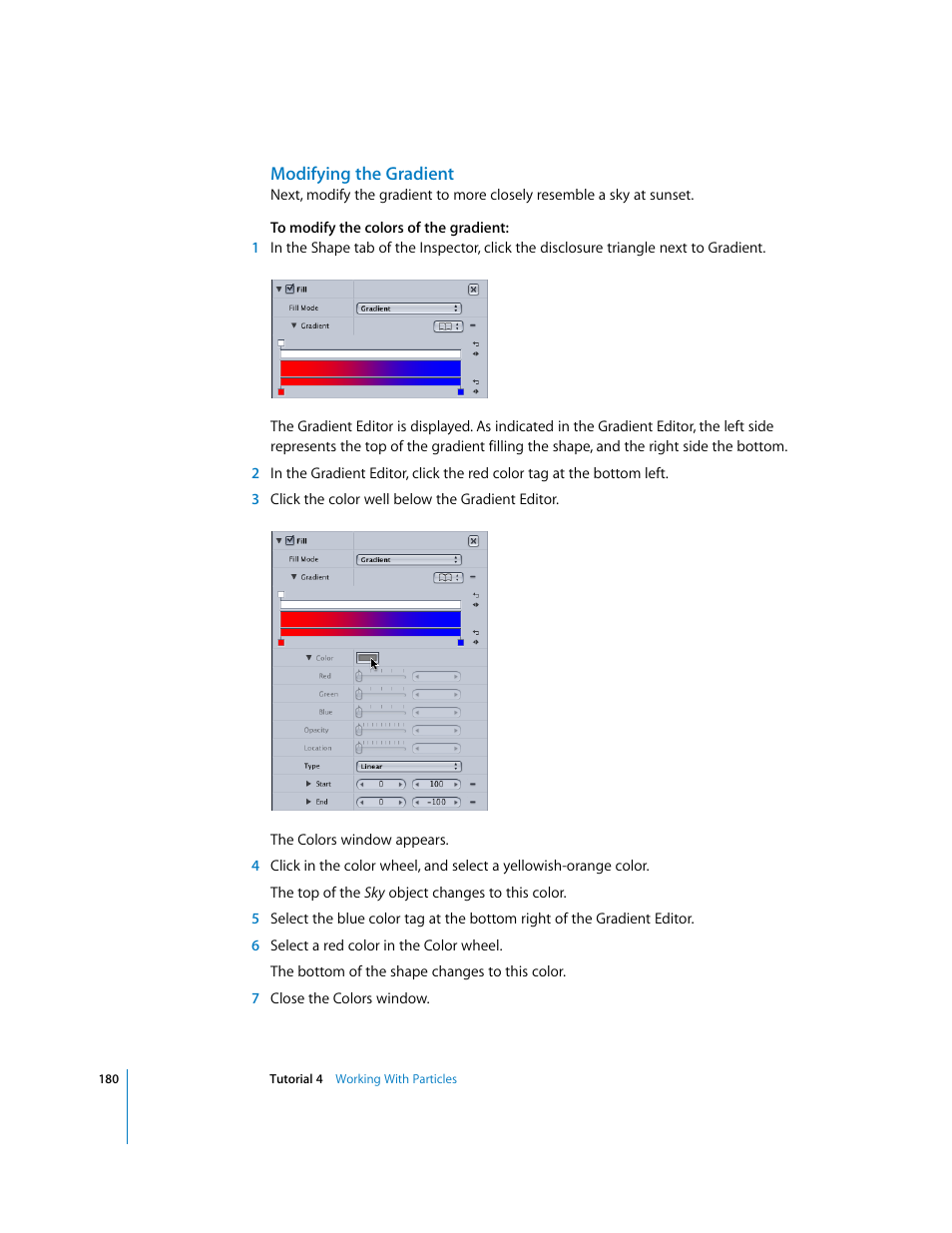 Modifying the gradient | Apple Motion 2 Tutorials User Manual | Page 180 / 235